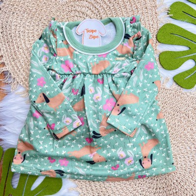 Vestido Manga Longa Cachorrinho Salsicha - Verde